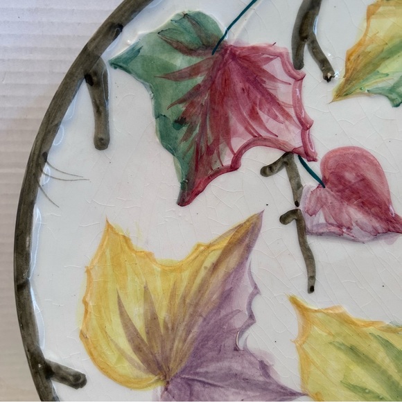 Vintage Italian hand painted Ceramic Leaf/ Decorative Plate - Picture 4 of 11